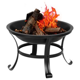 22in Wrought Iron Round Bent Leg Black Firewood Brazier