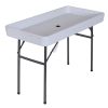 Outsunny 4FT Portable Folding Fish Fillet Cleaning Table Camping Picnic Ice Party Desk with Sink