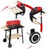 Black - Red 85x42x86cm Enamel Charcoal Grill with Wheels, 4-Leg Square BBQ Grill