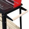 Black - Red 85x42x86cm Enamel Charcoal Grill with Wheels, 4-Leg Square BBQ Grill