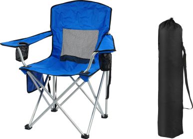 Camping Chair, Portable Folding Outdoor Chair With Armrests, Cup Holder And Carrying Bag, Foldable Chair For Camping, Beach And More. Multiple Co (Option: BL)