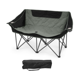 Outdoor Camping Chair, Oversized Recliner With Armrests, Cup Holder And Carrying Bag, Outdoor Heavy Duty Folding Chair (Option: Black Gray)