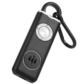 Rechargeable Personal Safety Alarm Portable 130dB Self-defense Siren with Strobe Light LED Light Carabiner Emergency Escape Tool for Women Kids Elderl (Option: SafetyAlarm(Black))