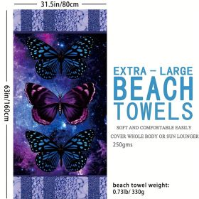 1pc Boho Sandproof Beach Towels, Vacation Beach Accessories, Fast Dry Beach Accessories, For Travel Swim Pool Yoga Camping, Bathroom Accessories (Color: Biger Butterfly 63x31.5â€)
