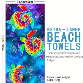 1pc Boho Sandproof Beach Towels, Vacation Beach Accessories, Fast Dry Beach Accessories, For Travel Swim Pool Yoga Camping, Bathroom Accessories (Color: Biger Turtle  63x31.5â€)