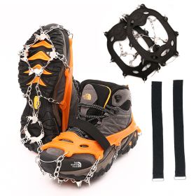 Factory supplied outdoor snow climbing tpe material 19 tooth stainless steel anti-skid shoe cover 19 tooth ice claw (Number of teeth: 19 tooth XL, COLOUR: black)