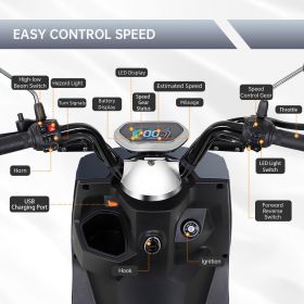 Electric Mobility Recreational Travel Scooter for Adults,Mobility Scooters for Seniors, 4 Wheel Powered Mobility Scooters, (Color: as Pic)