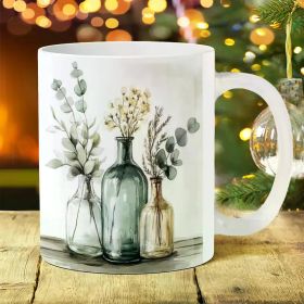 11oz Bear-Themed Ceramic Coffee Mug - Perfect Gift for Men & Women, Ideal for Travel & Camping (Color: White)