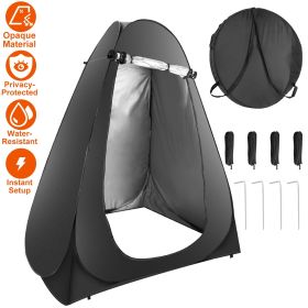 Pop Up Privacy Tent Foldable Outdoor Shower Toilet Tent Portable Clothes Changing Room Camping Shelter with Carry Bag for Camping Hiking Beach Picnic (Color: Black)