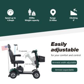 MAX PLUS EMERALD Wheels Outdoor Compact Mobility Scooter with 2pcs*20AH Lead acid Battery, 16 Miles, Cup Holders & USB charger Port (Color: as Pic)