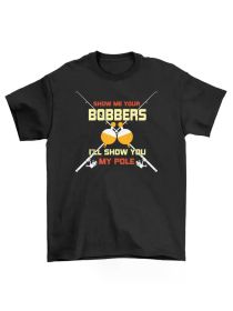 Pegcine 21-1130-06 Fishing Poles T-shirt - Reel in the Laughs! Funny fishing teeAll-Season, Family T-shirt (Color: Black, size: S)