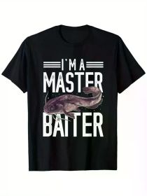 I Am a Master Lure" Ayu Fisherman T-Shirt - 100% Cotton,Round Neck, Black, Size S-XXXL, Four Seasons Casual Wear, Unique Ayu Design (Color: Black, size: L)
