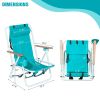 Folding Beach Chair, 4-Position Portable Backpack Foldable Camping Chair with Headrest Cup Holder and Wooden Armrests