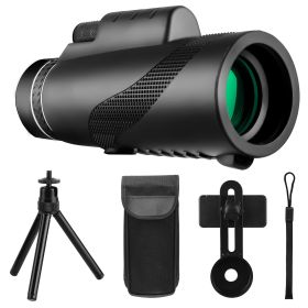 1Pc 80x100 HD Monocular Telescope For Adults BAK-4 Prism High Power Monocular For Smartphone With FMC Lens Phone Adapter Tripod Case For Bird Wat (Color: Black)